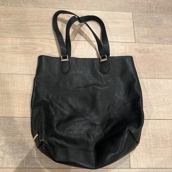STEVE MADDEN LEATHER SHOULDER BAGE TOTE BLACK OS - Picture 1 of 10